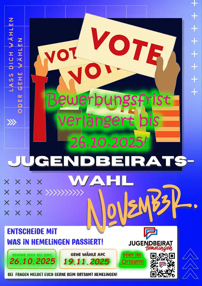 Lass dich wählen oder gehe wählen. Jugendbeiratswahl Hemelingen im November 2025