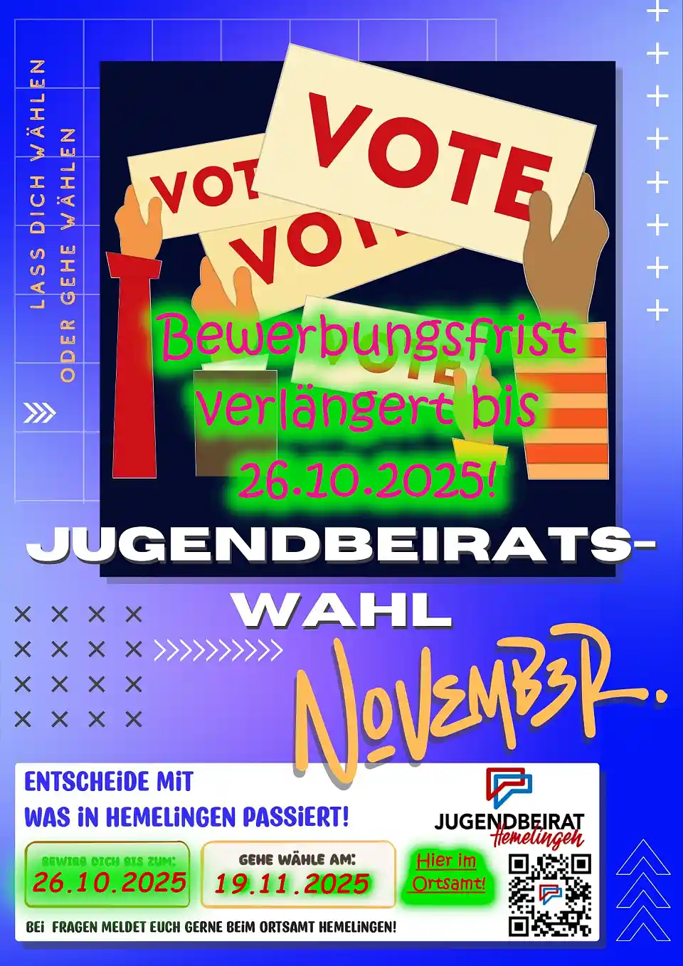 Lass dich wählen oder gehe wählen. Jugendbeiratswahl Hemelingen im November 2025